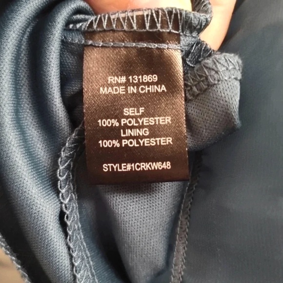 Thirty Thirty Teal Sheer Satin Puff Sleeve Peplum Blouse Size M - Picture 5 of 5